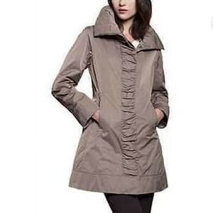 Rainforest Womens Ruched Front Tuck-Away Hood Packable Travel Rain Jacket - Sz M